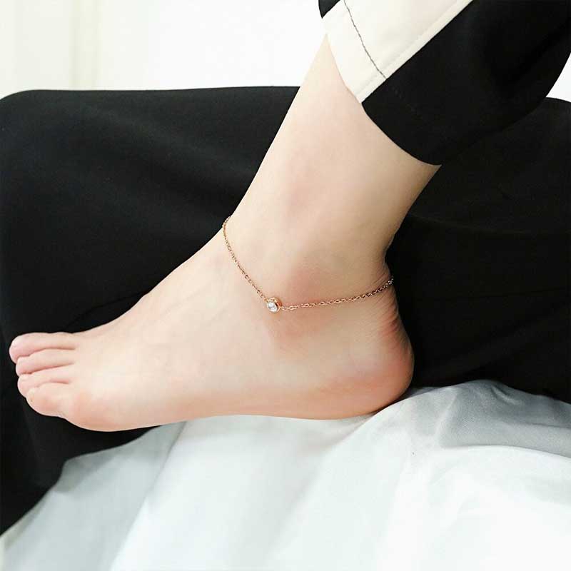 楽天市場】CZピンクゴールドステンレスアンクレット サージカル