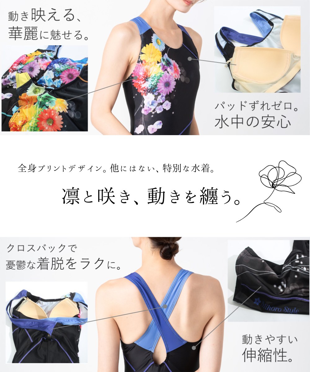 楽天市場】レディース フィットネス水着 オールインワン 花柄 体型