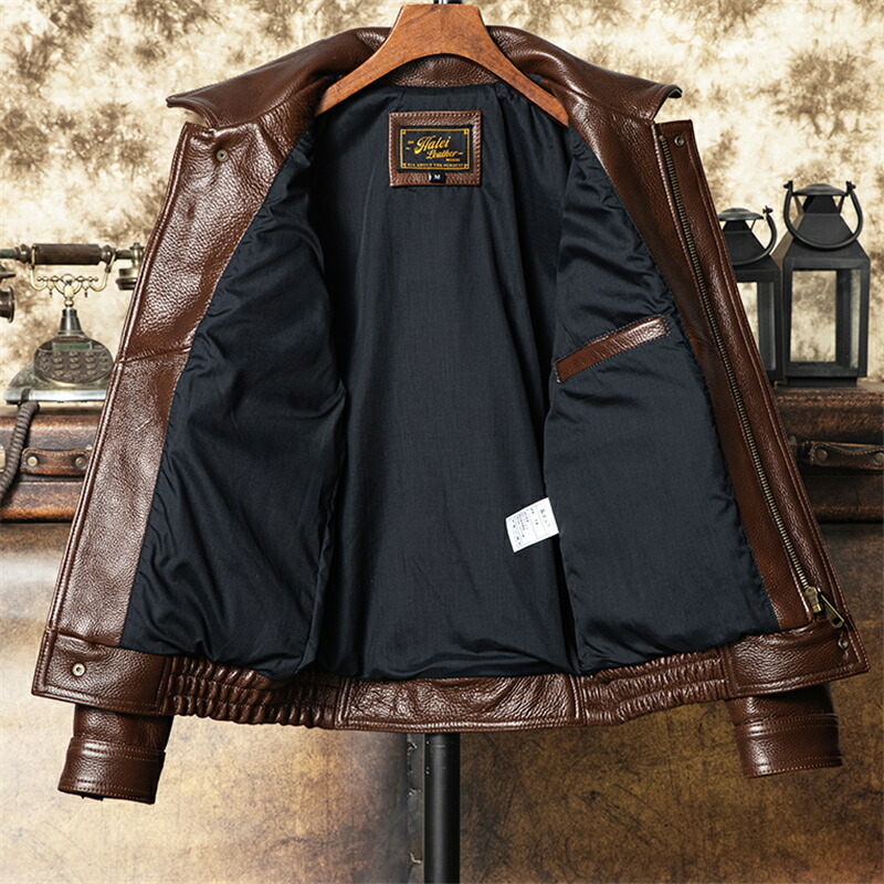 楽天市場】レザージャケット メンズ 本革 厚手 牛革 レザーコート 折り