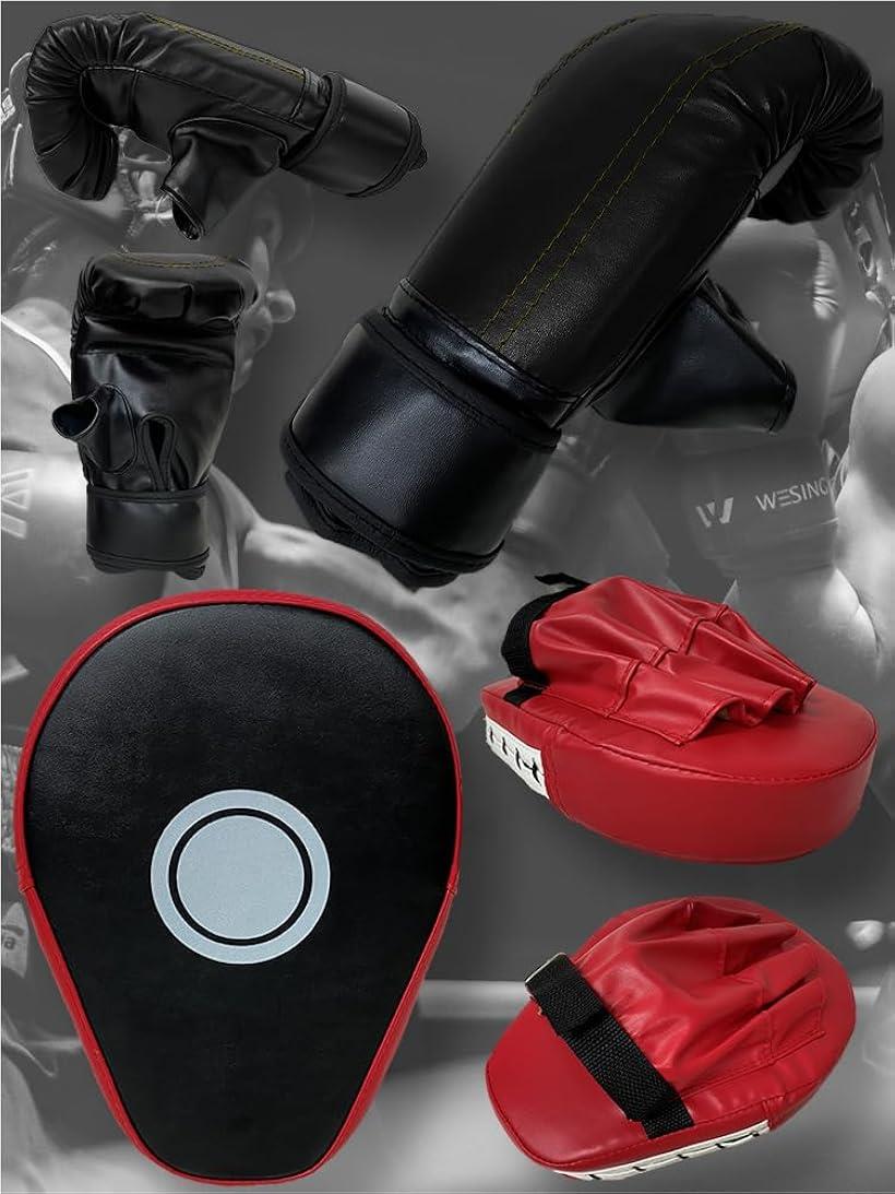 楽天市場】パンチングミット ボクシンググローブ 空手 ペア セット 赤+