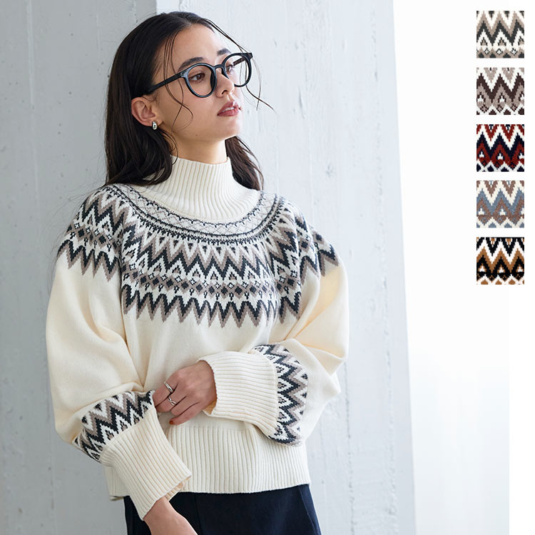 楽天市場】ボリュームスリーブ ノルディックニット [C6584] レディース