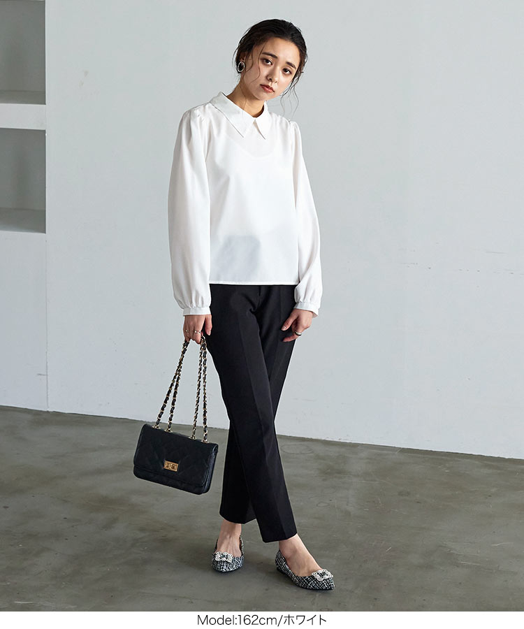 楽天市場】 襟付きパフスリーブブラウス [C6417] レディース トップス