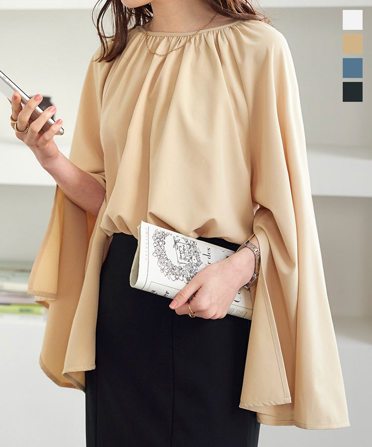 楽天市場】 スリットスリーブブラウス [C6650] レディース ブラウス