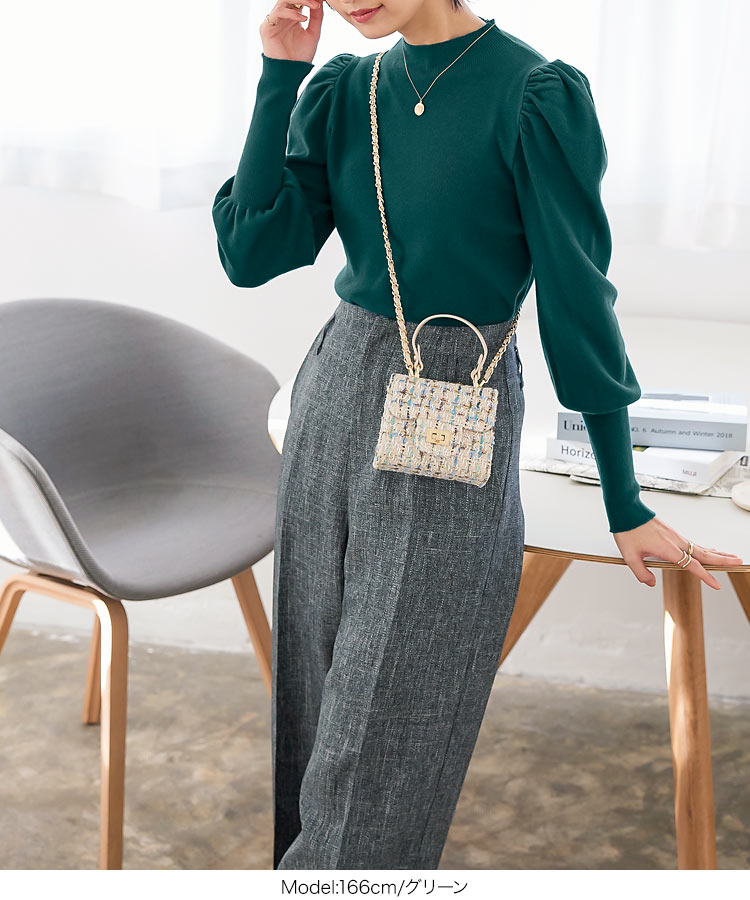 楽天市場】 ボリュームスリーブスプリングニットトップス [C6673