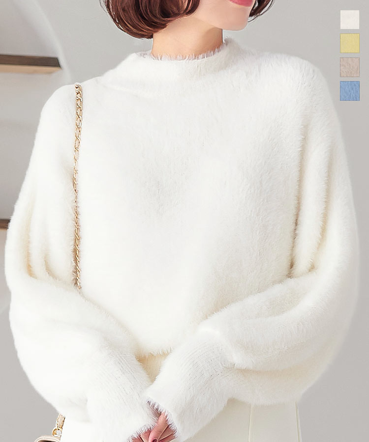 楽天市場】 モックネック フェザーニット レディース ニット セーター