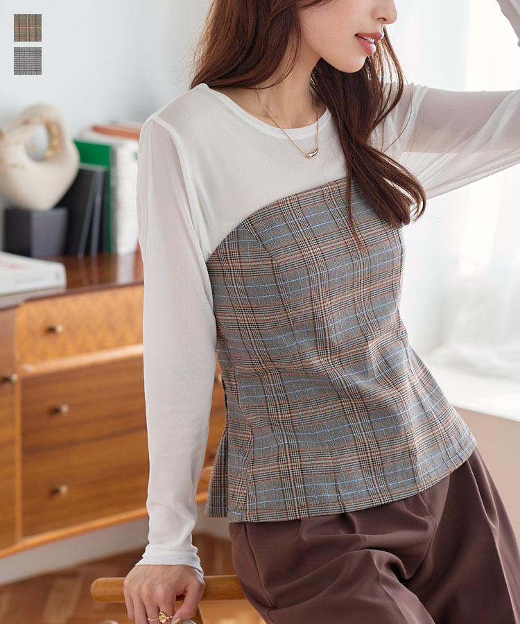 楽天市場】チェック柄 ペプラム ビスチェ レディース トップス ベア