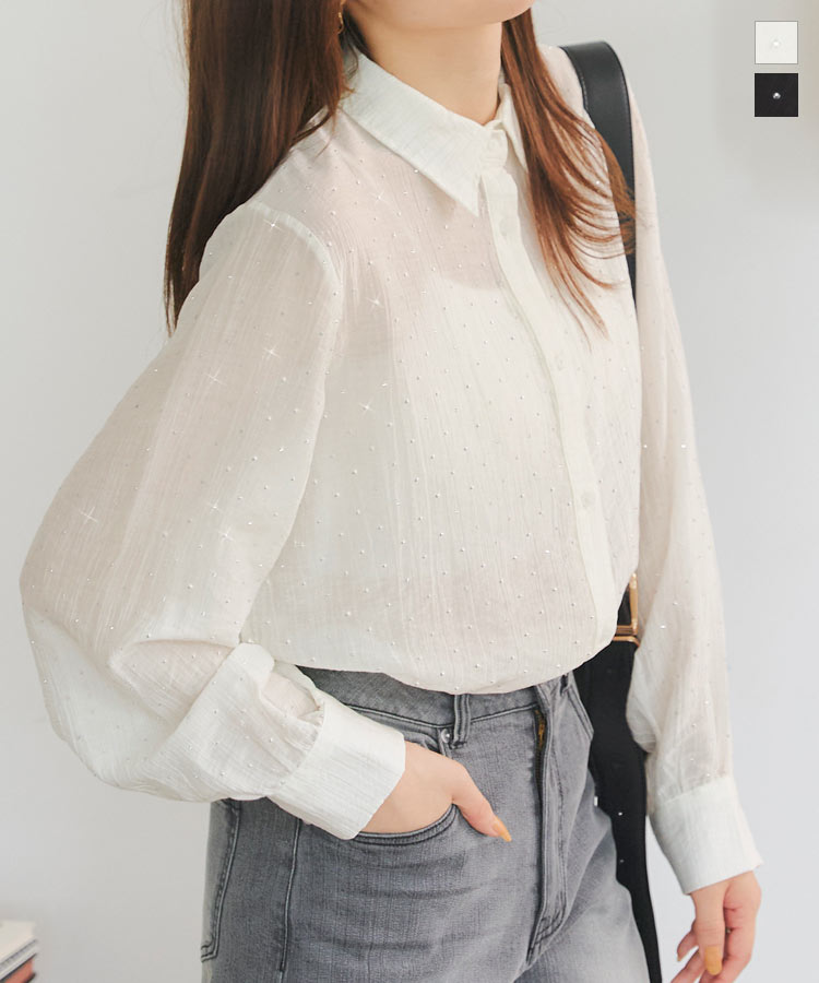 楽天市場】≪ 特別セール ≫ ビジュー シアーシャツ ブラウス