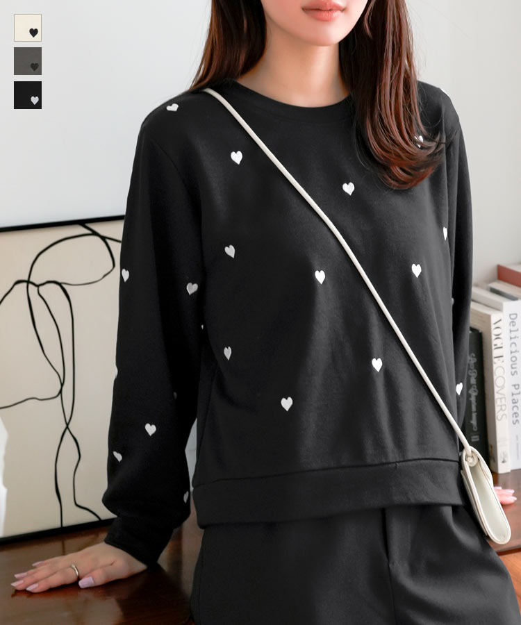 楽天市場】ハート刺繍 スウェット トップス レディース ハート 長袖