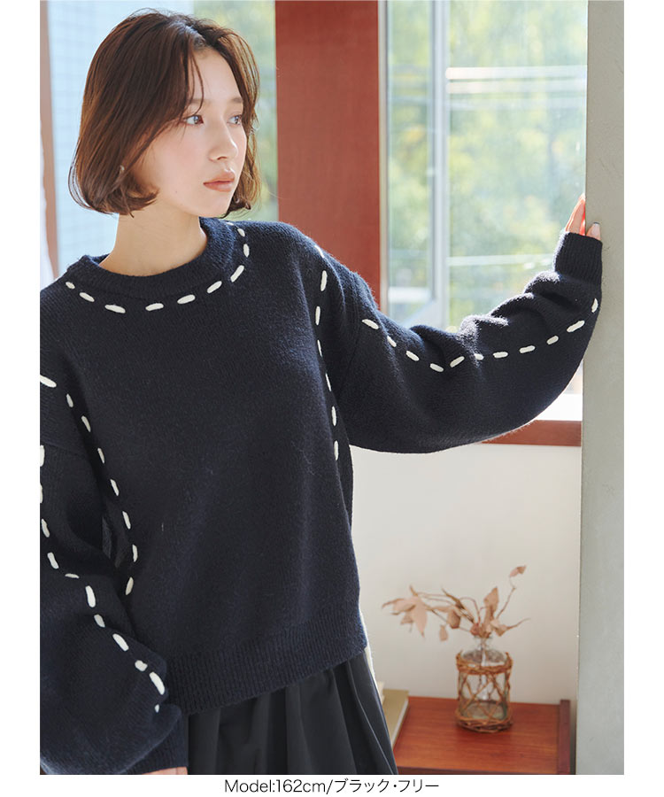 楽天市場】ステッチ リボン ニット トップス [C7384] レディース 20代