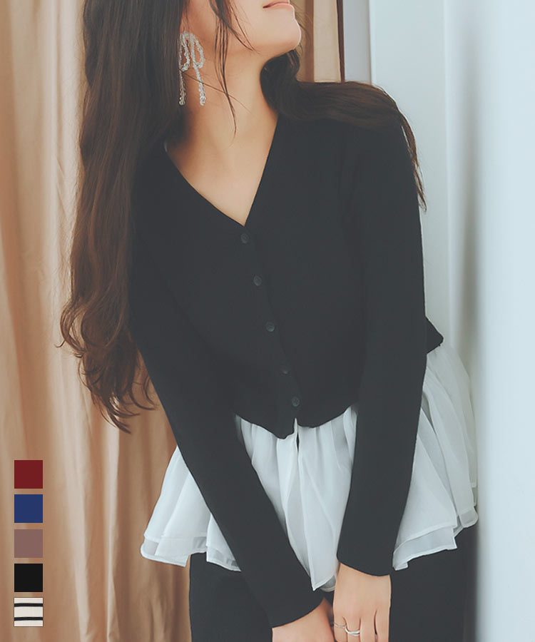 楽天市場】ドッキング ペプラム カーディガン レディース ペプラム