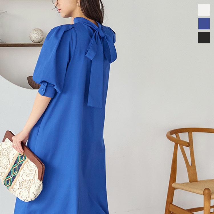 楽天市場】 バックリボンボリュームスリーブワンピース [E3236