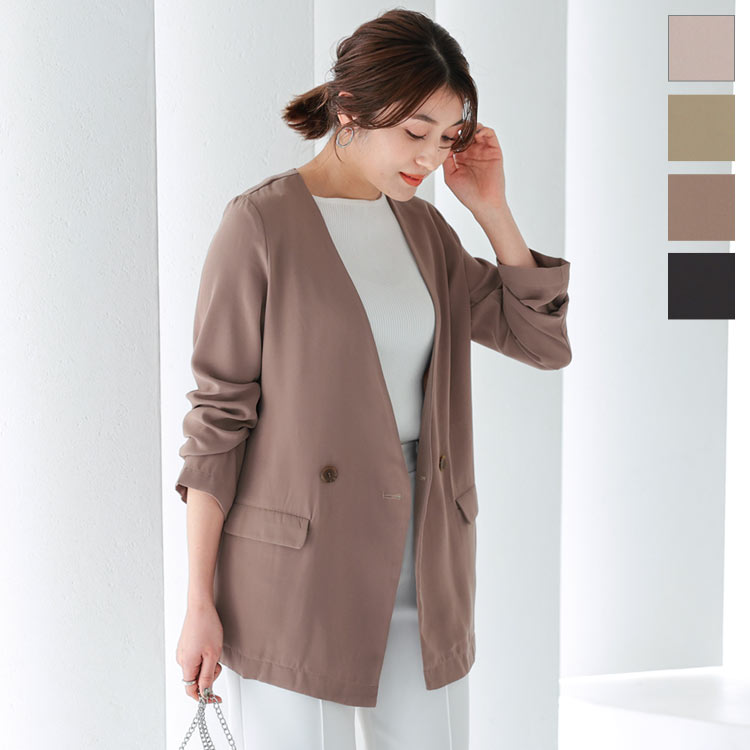 楽天市場】ジョーゼットノーカラージャケット [K1118] レディース