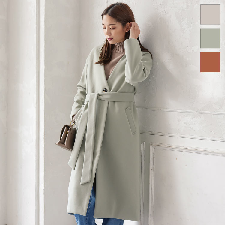 楽天市場】リボン付きロングコート [K1053] レディース アウター