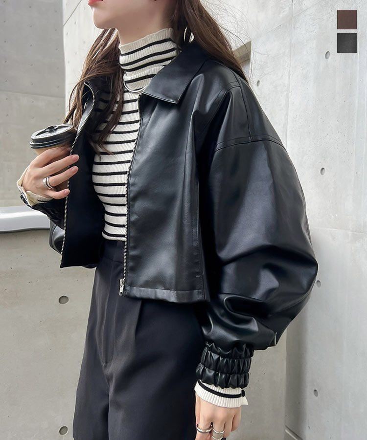 楽天市場】ショート丈レザージップブルゾン [K1324] レディース 20代