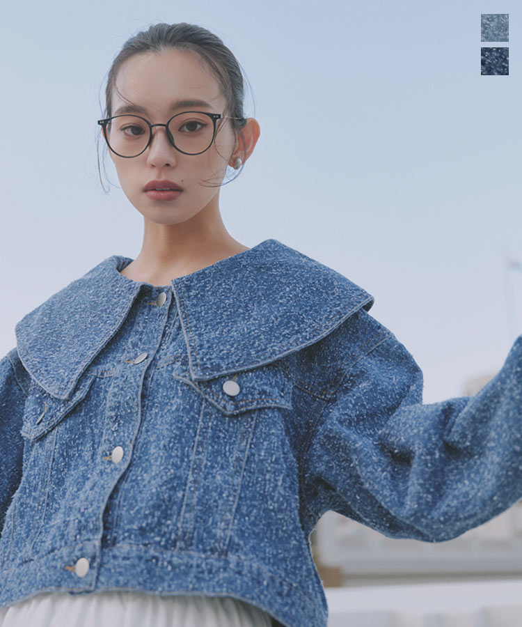 楽天市場】ビッグカラー ツイード デニム ジャケット デニムジャケット