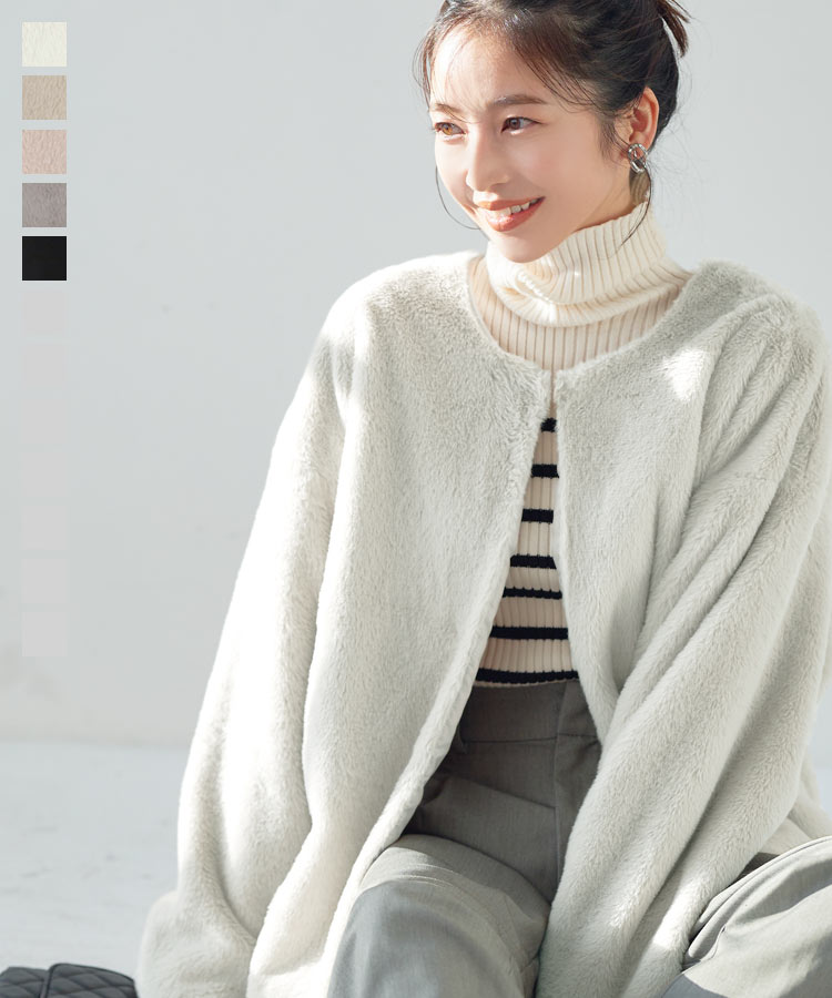 楽天市場】フェイクファー ノーカラー コート レディース アウター