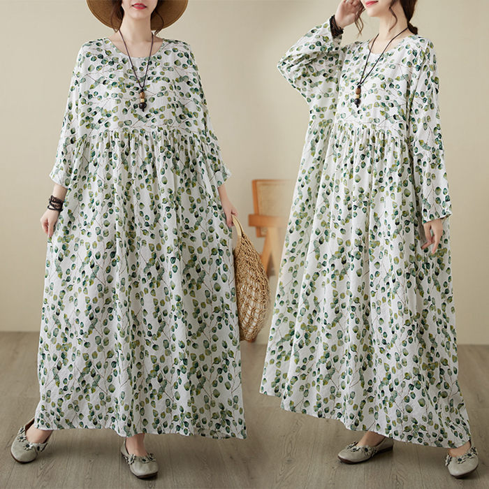 楽天市場】ロングワンピ 花柄 プリント マキシワンピース シャツ