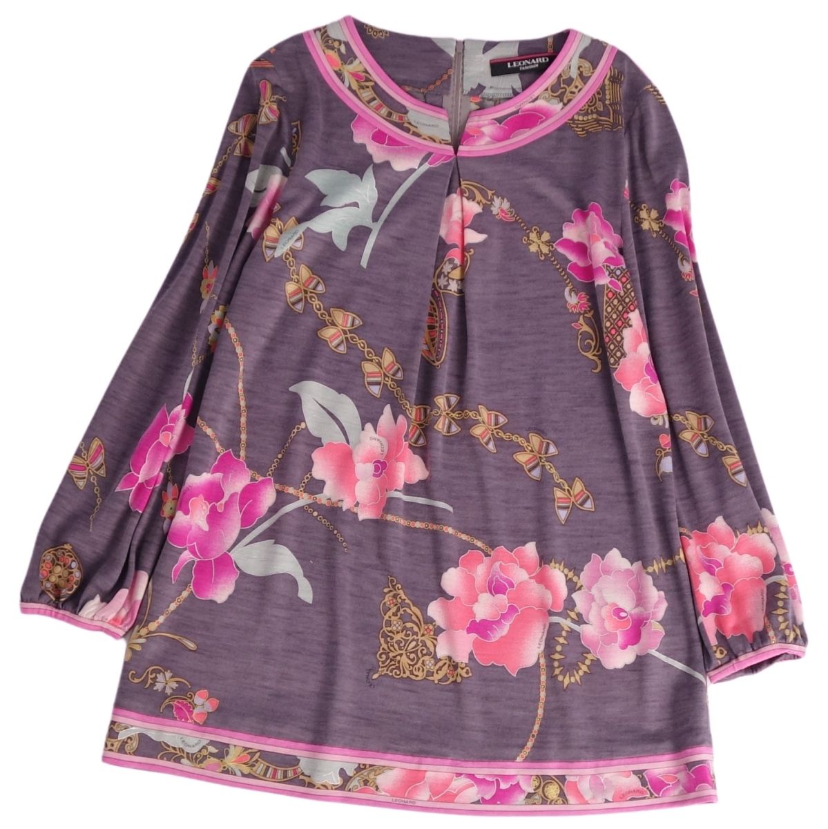 LEONARD 花柄シルクチュニック 38 LEONARD 花柄シルクチュニック 38