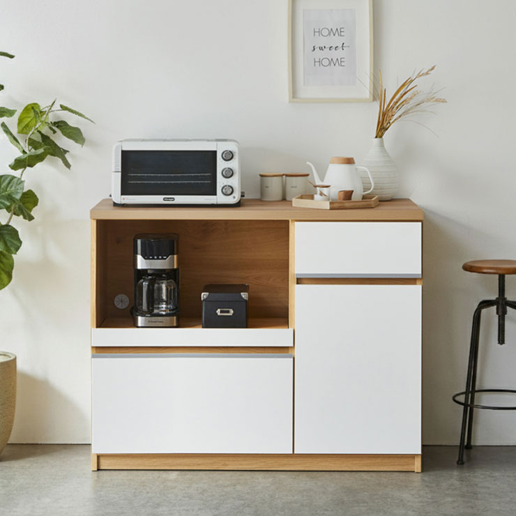 楽天市場】食器棚 大川家具 レンジ台 キッチンボード 完成品 キッチン