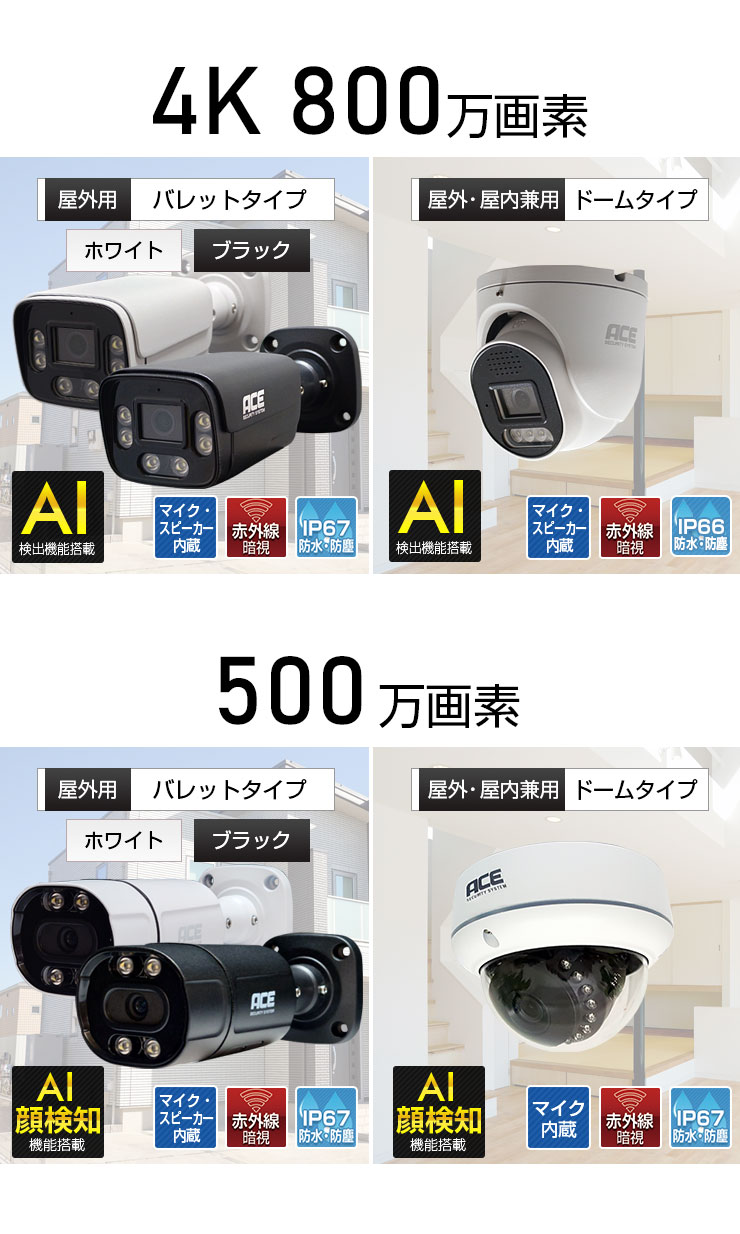 楽天市場】防犯カメラ《 AI 顔検知 ブラックリスト登録可(500万)》PoE
