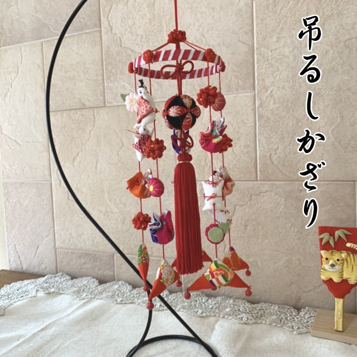 ちりめん細工の吊るし雛 ハンドメイド お正月 ひな祭り 七宝鞠 7連飾り