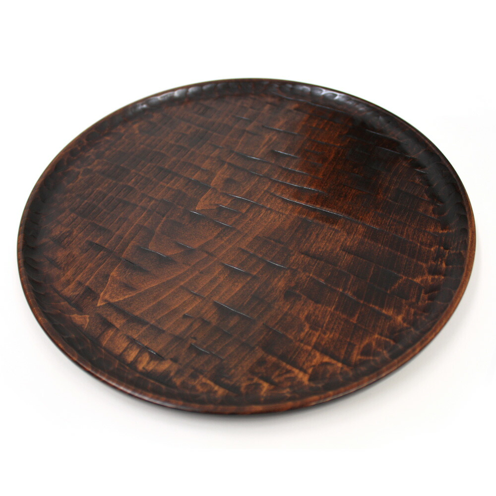 楽天市場】お盆 トレー 木製（拭き漆 栃無垢材のトレー／丸型） 30