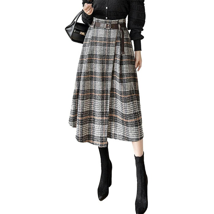 楽天市場】アシンメトリー チェック スカート Aライン 秋冬 厚手