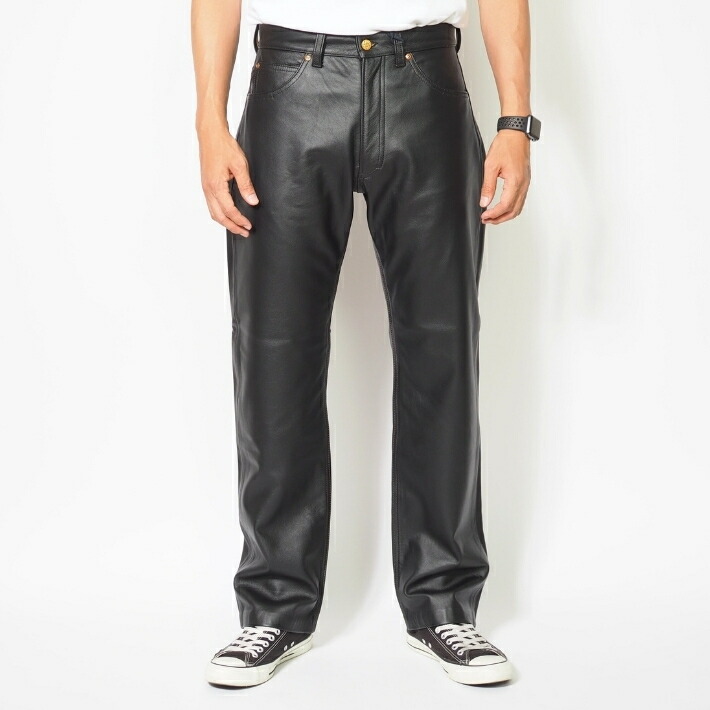 楽天市場】LEE リー レザーパンツ 本革 ストレート ライダースパンツ