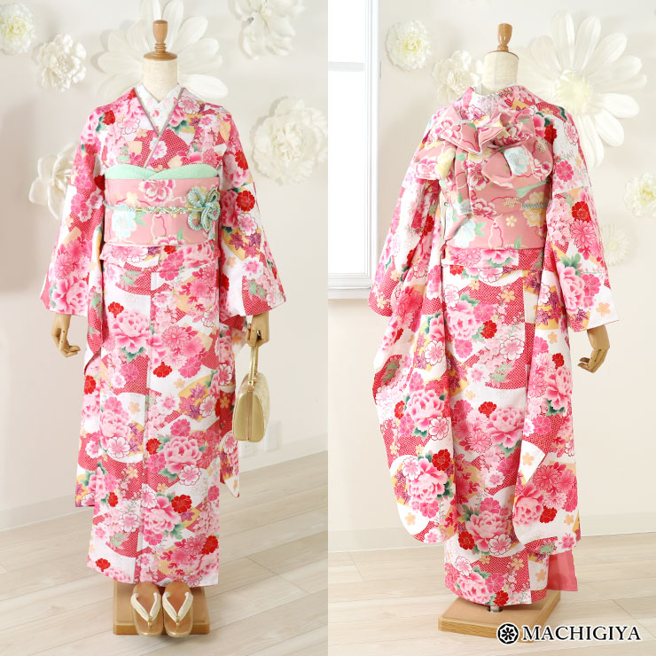 楽天市場】【レンタル】4泊5日 振袖 フルセット 牡丹に八重桜 (ピンク