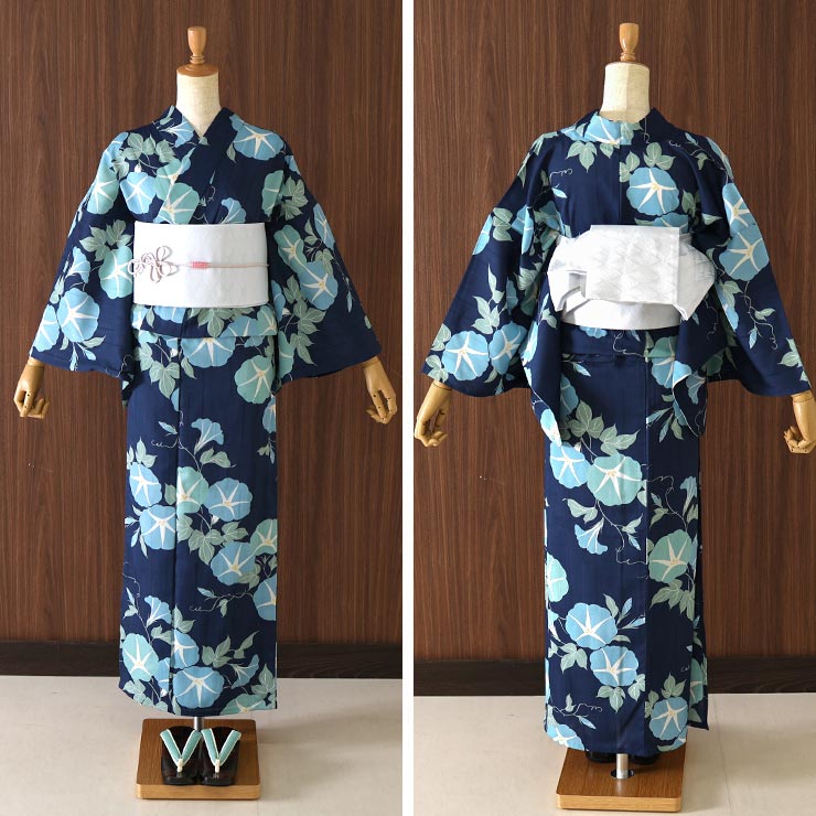 楽天市場】[ 洗える 浴衣 ］仕立て上がり ゆかた 朝顔（紺×水色）夏