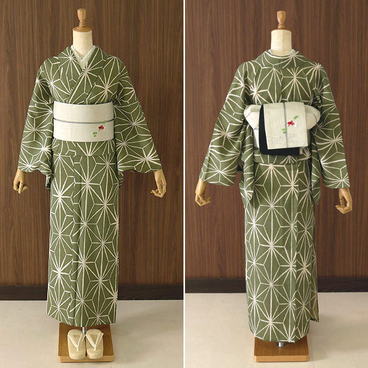 楽天市場】＼WeekendSale開催中!／[セオα] 浴衣 にじみ麻の葉(カーキ