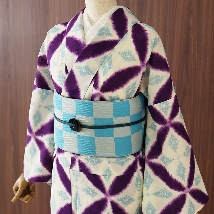 楽天市場】[セオα] 浴衣 七宝菱文 (生成り×紫/ssyk8001-1) ゆかた セオ