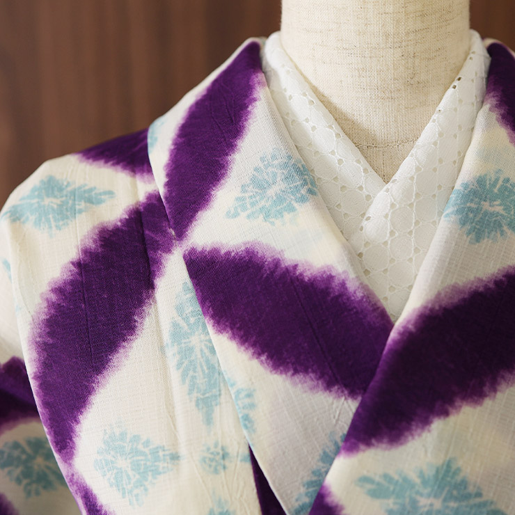 楽天市場】[セオα] 浴衣 七宝菱文 (生成り×紫/ssyk8001-1) ゆかた セオ