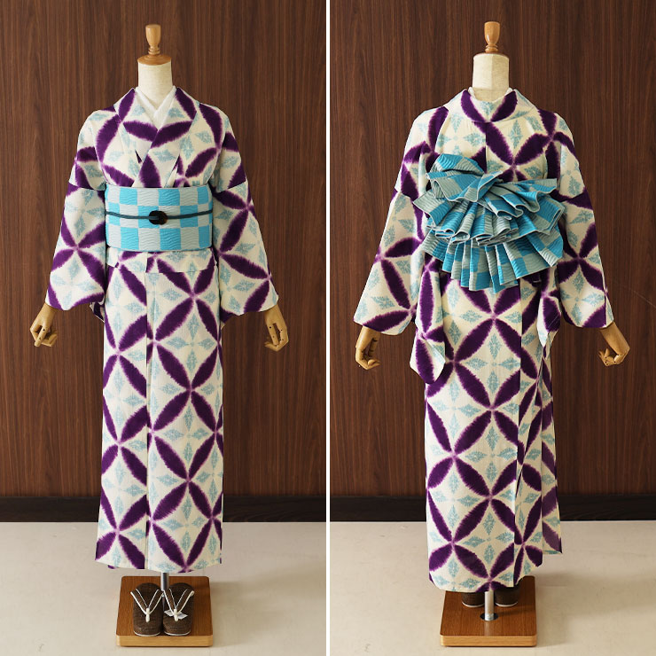 楽天市場】[セオα] 浴衣 七宝菱文 (生成り×紫/ssyk8001-1) ゆかた セオ