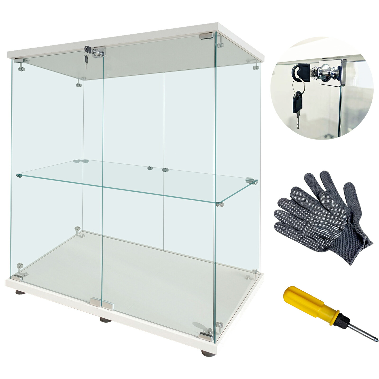 楽天市場】ガラスケース 2段両扉タイプ(鍵付き) 幅80.7×奥行き36.5×高