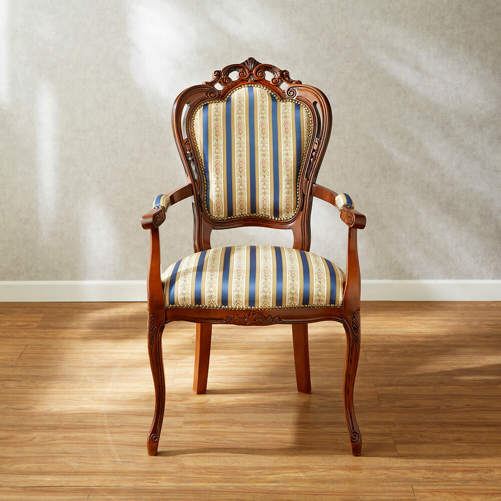 楽天市場】イタリア製 アームチェア ブルーストライプ 幅63cm/椅子