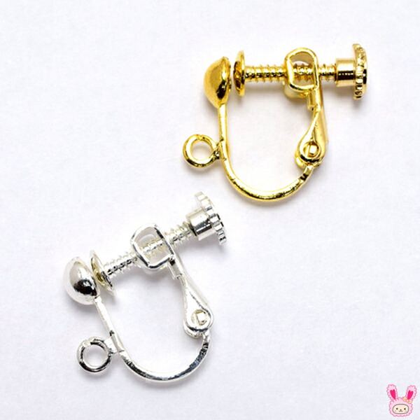 楽天市場】カン付きイヤリングパーツ 金具 ネジバネ式 韓国製 1セット