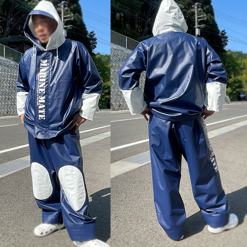 楽天市場】日本製 漁師 カッパ NAVY マリンメイト限定ネイビー上下