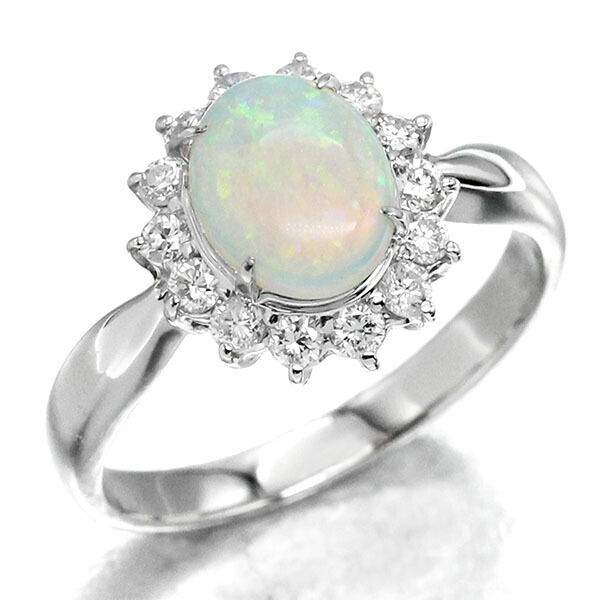 楽天市場】プラチナ ホワイトオパール ダイヤモンド リング 17号 OP1