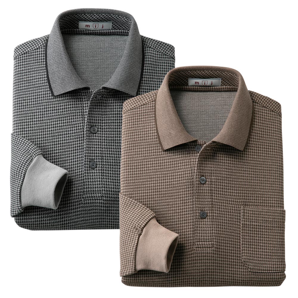 楽天市場】日本製 千鳥柄 ポロシャツ 長袖 2色組 春 秋 冬 mij