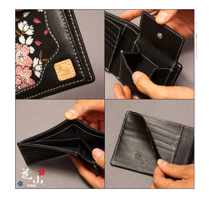 楽天市場】花山[かざん] 京桜金襴 レザーウォレット 二つ折り財布/和柄