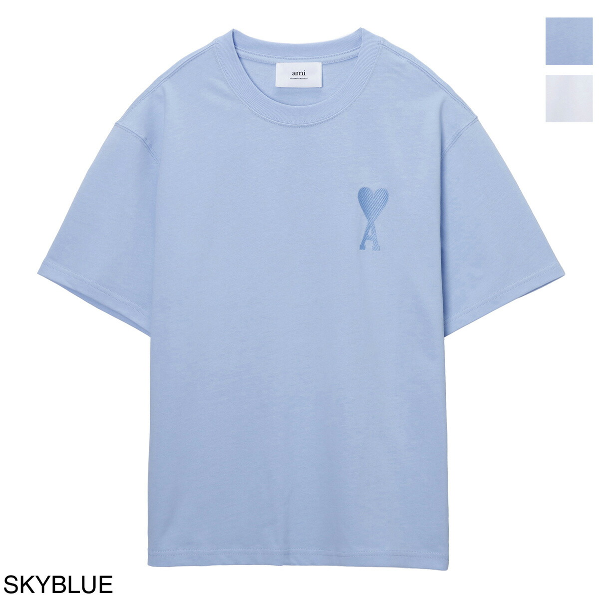 AMI Paris ハートロゴ アミパリス 長袖 シャツ ロゴ M ライトブルー