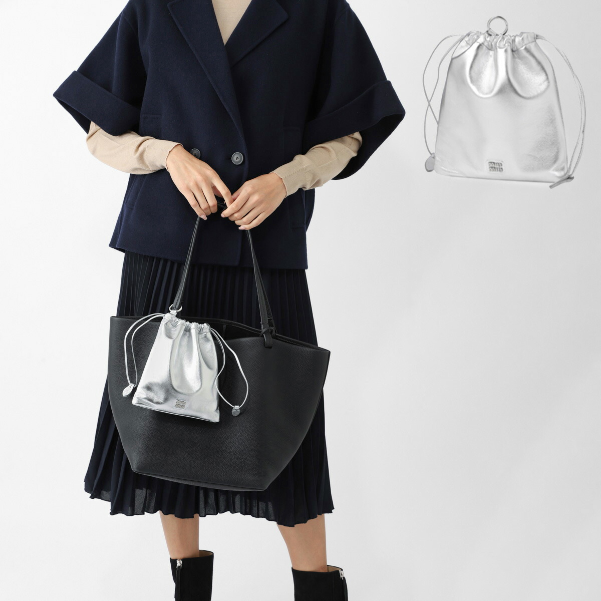 楽天市場】ミュウミュウ miu miu ポーチ ミニバッグチャーム シルバー