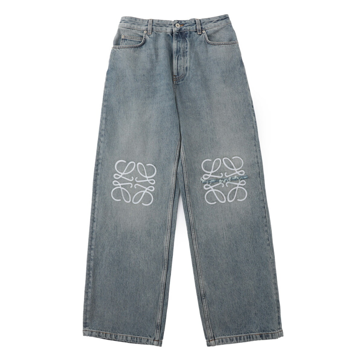 楽天市場】ロエベ LOEWE ボタンフライジーンズ バギージーンズ ブルー