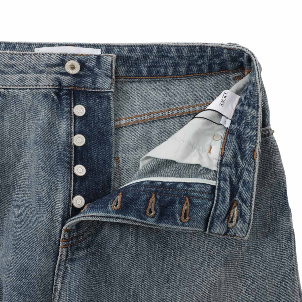 楽天市場】ロエベ LOEWE ボタンフライジーンズ バギージーンズ ブルー