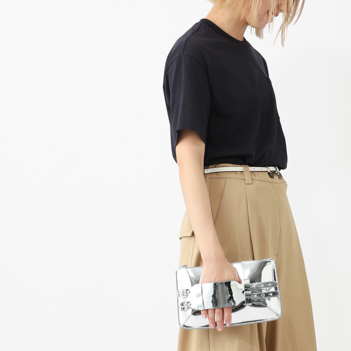 Maison Margiela シルバーグリッター クラッチバッグ Maison Margiela