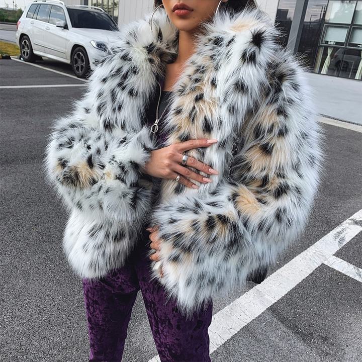 楽天市場】レオパード フェイクファーコート フェイクファージャケット