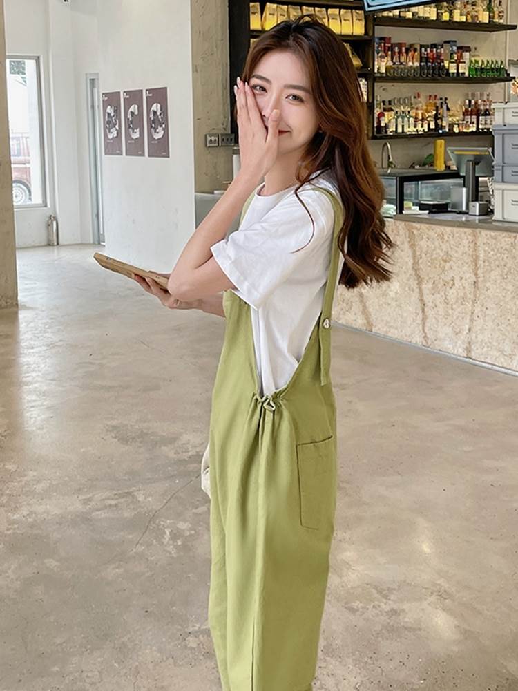 楽天市場】【P2倍&クーポン有】スクエアネック サロペットボトムス