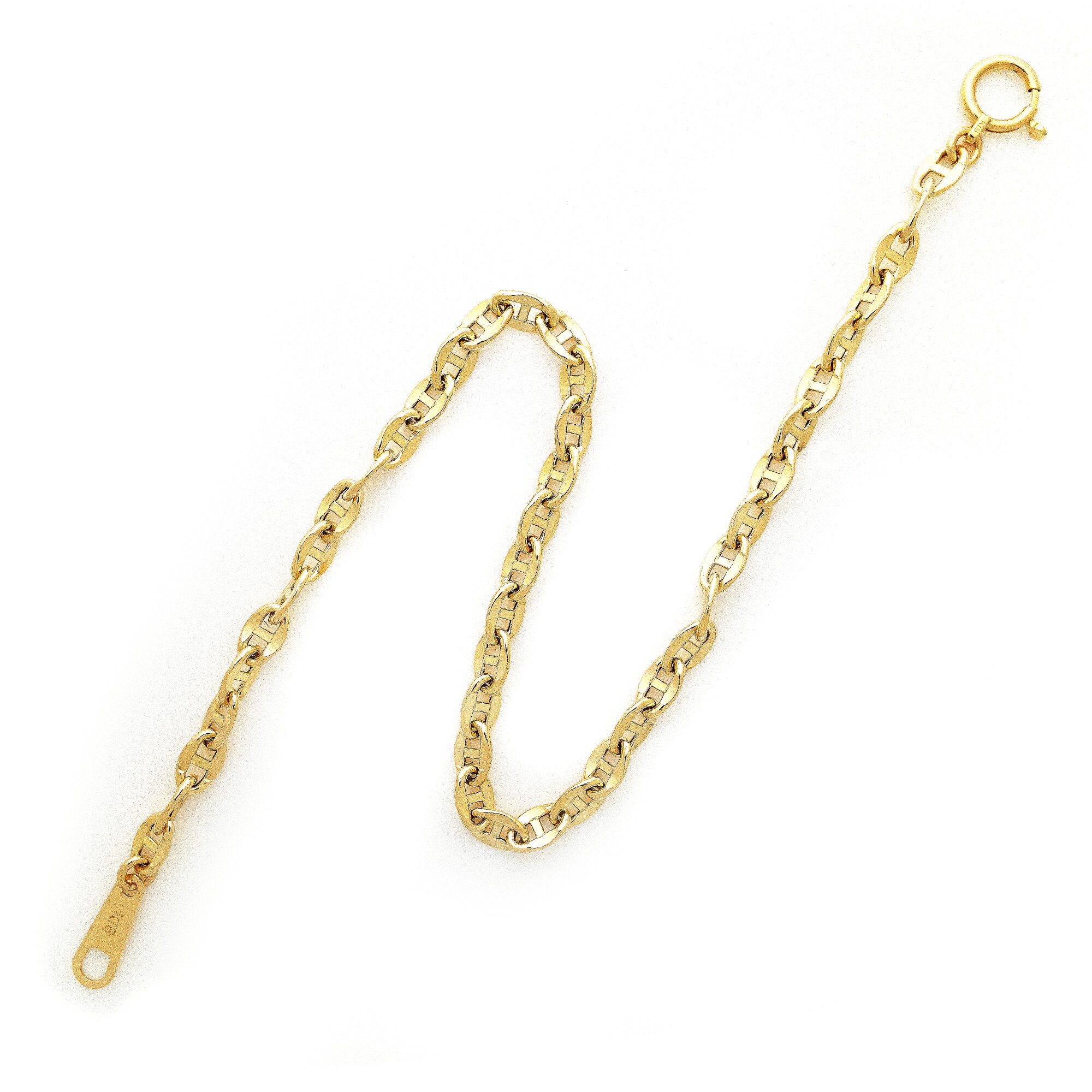 楽天市場】K18 K10 アンカーチェーン ブレスレット 幅3.3mm 長さ15cm