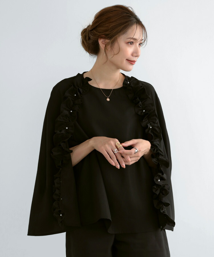 楽天市場】フリル ケープ ケープ風 ブラウス シャツ トップス パール